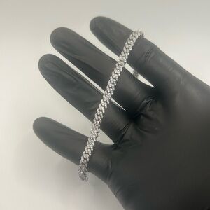 Moissanite Miami Cuban Prong Link Iced Hip Hop Silver Bracelet 7 Inch 6mm VVS1